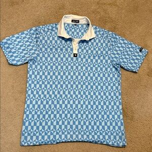 Bad Birdie Blue and White Patterned Polo Shirt